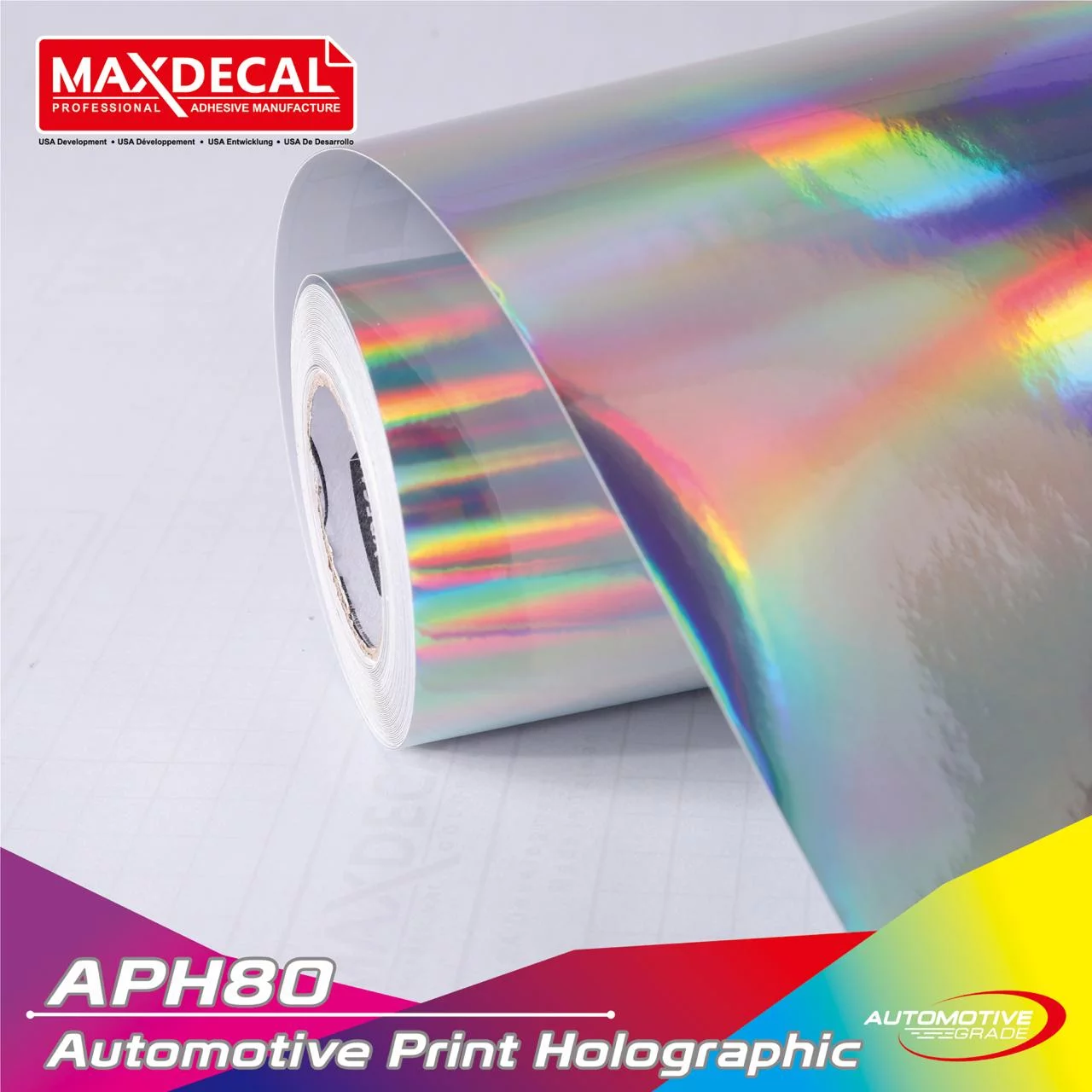 MAXDECAL APH80 Holographic Mirror Chrome Vinyl Printable Eco Solvent