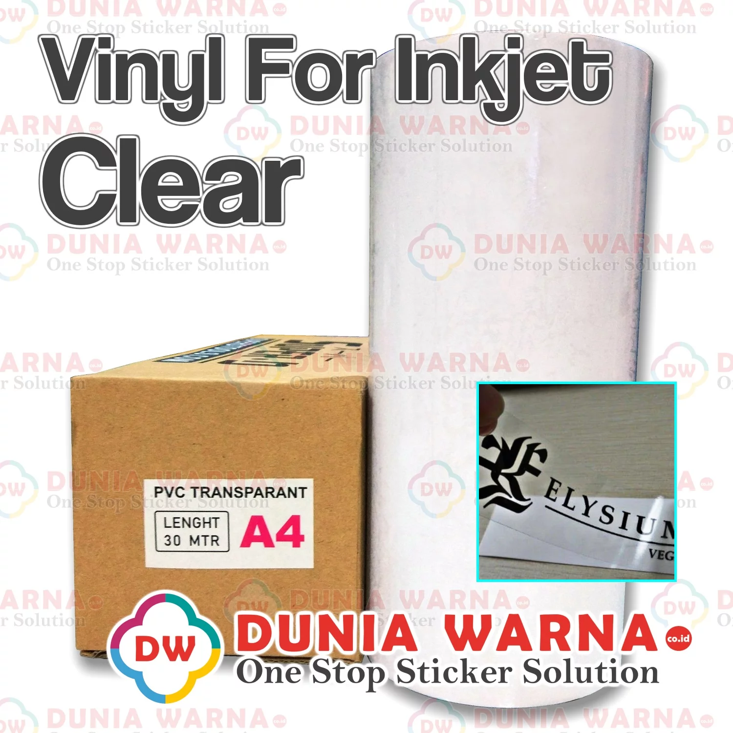 Vinyl Printable Clear Gloss Transparan Bening Inkjet Artpaper Pigment A4 Size