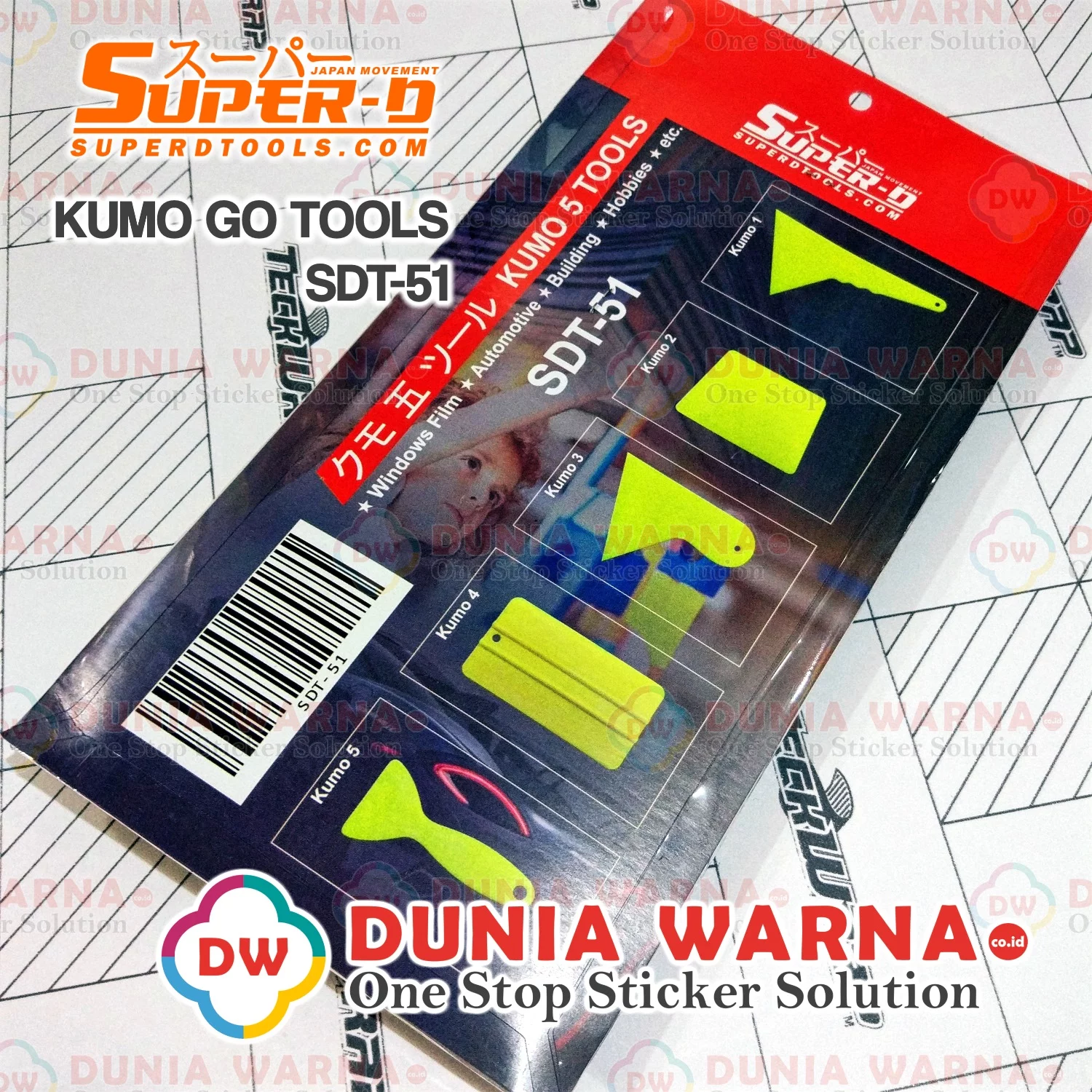 SUPER-D Japan SDT-51 Kumo 5 Tools Window Film Application Kit - Image 2